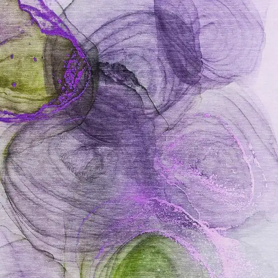 Purple Green And Ivory Abstract Washable Area Rug With UV Protection Photo 3