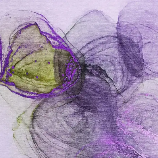 Purple Green And Ivory Abstract Washable Area Rug With UV Protection Photo 3