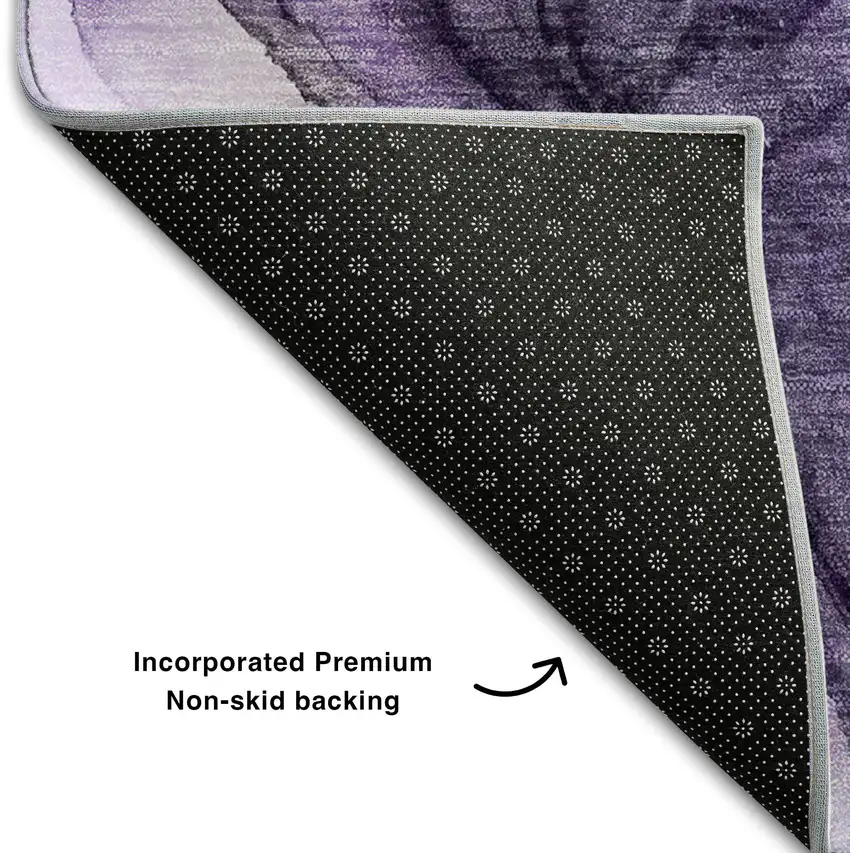 Purple Green And Ivory Abstract Washable Area Rug With UV Protection Photo 7