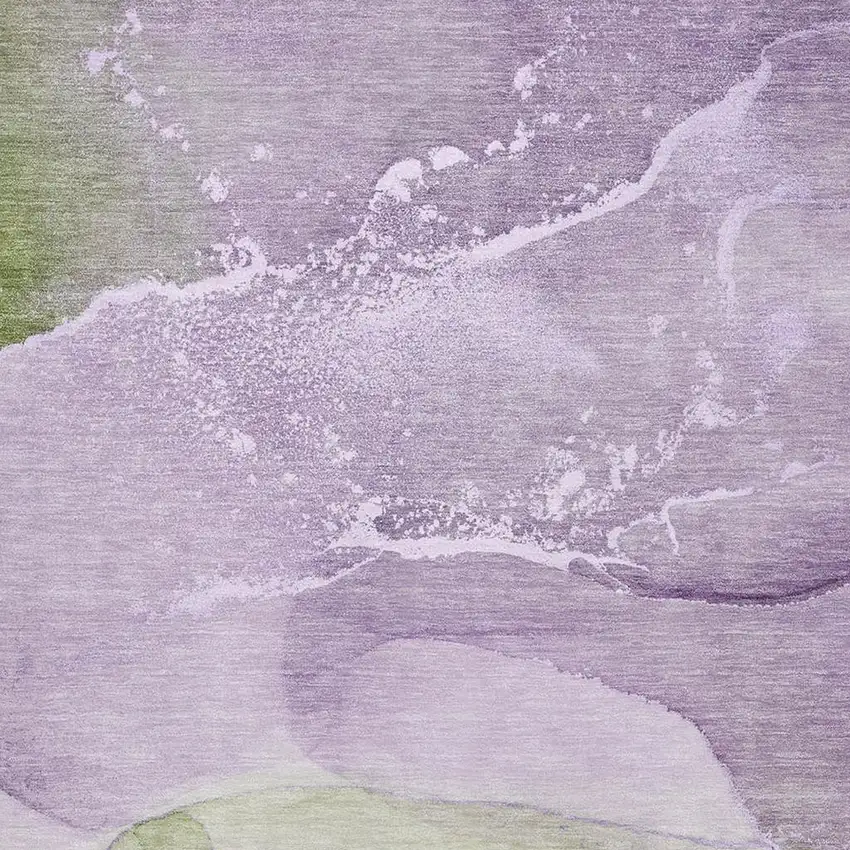 Purple Green And Ivory Abstract Washable Area Rug With UV Protection Photo 3
