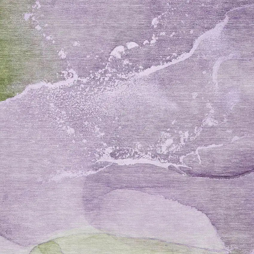 Purple Green And Ivory Abstract Washable Area Rug With UV Protection Photo 3