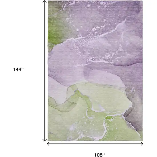 Purple Green And Ivory Abstract Washable Area Rug With UV Protection Photo 3
