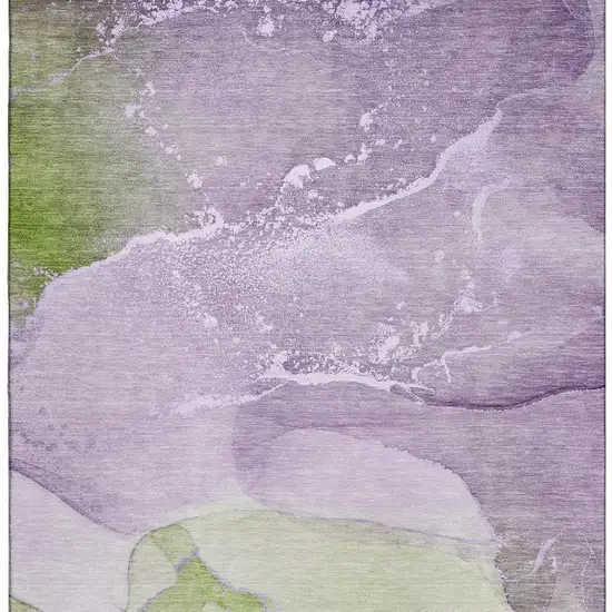 Purple Green And Ivory Abstract Washable Area Rug With UV Protection Photo 4