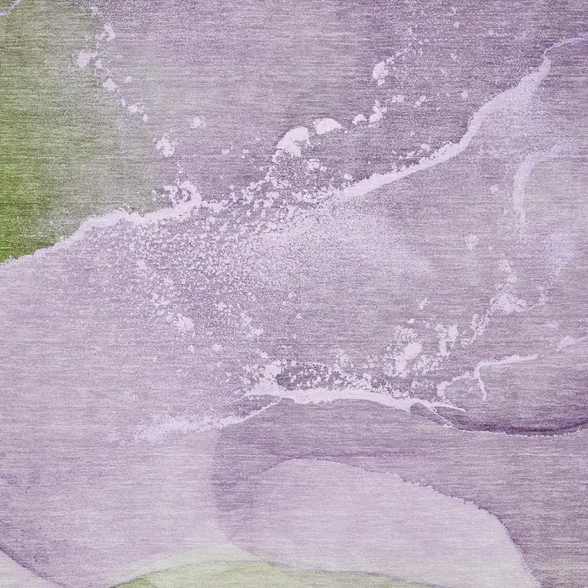 Purple Green And Ivory Abstract Washable Area Rug With UV Protection Photo 3