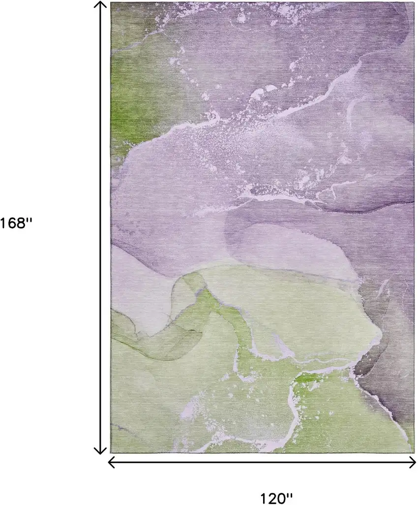 Purple Green And Ivory Abstract Washable Area Rug With UV Protection Photo 3