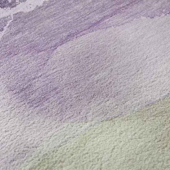 Purple Green And Ivory Abstract Washable Area Rug With UV Protection Photo 9