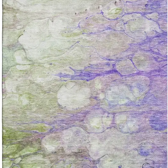 Purple Green And Ivory Abstract Washable Area Rug With UV Protection Photo 4