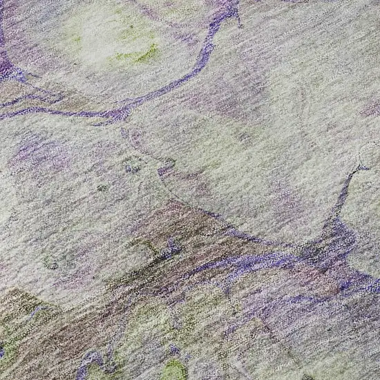 Purple Green And Ivory Abstract Washable Area Rug With UV Protection Photo 9