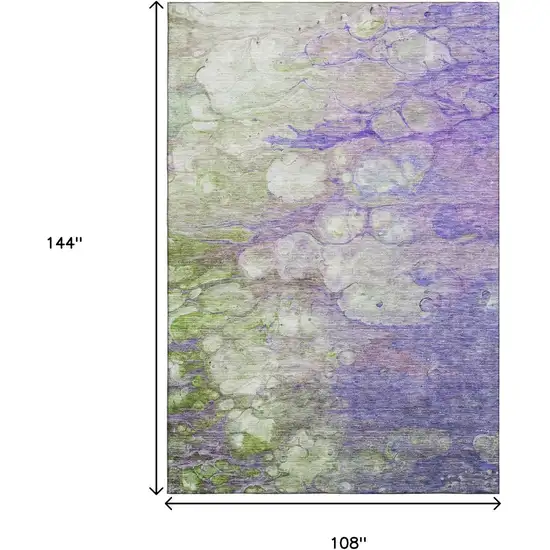 Purple Green And Ivory Abstract Washable Area Rug With UV Protection Photo 3