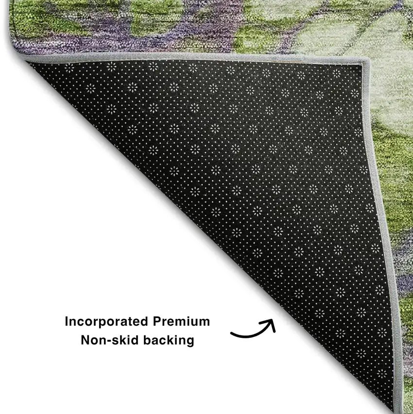 Purple Green And Ivory Abstract Washable Area Rug With UV Protection Photo 7