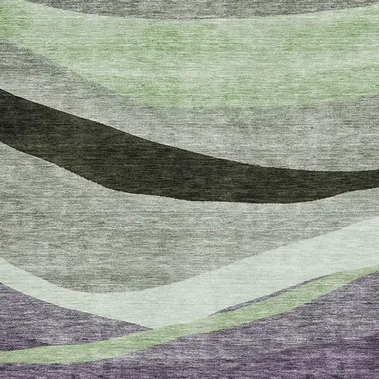 Purple Green And Ivory Abstract Washable Area Rug With UV Protection Photo 3