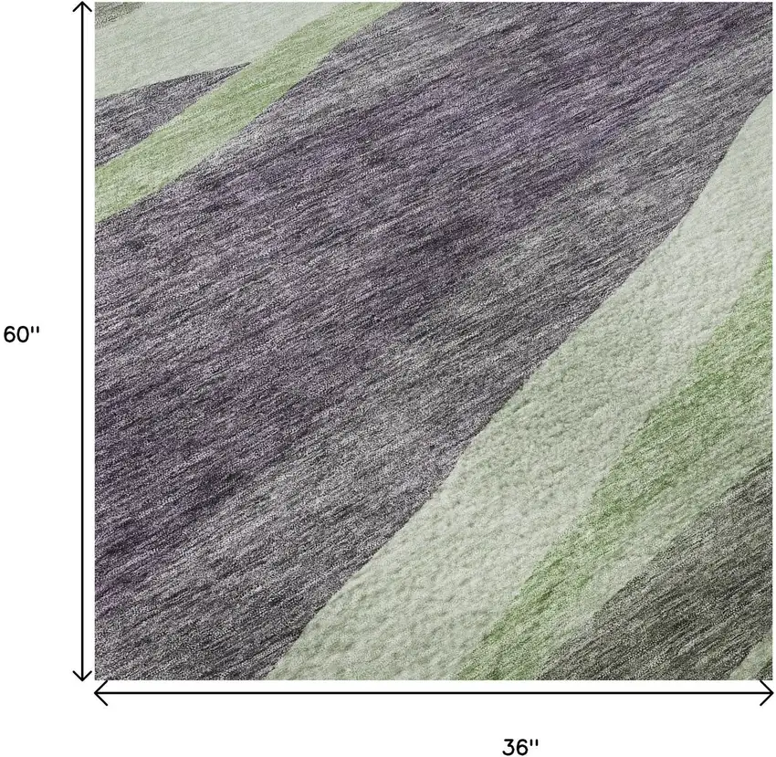 Purple Green And Ivory Abstract Washable Area Rug With UV Protection Photo 9