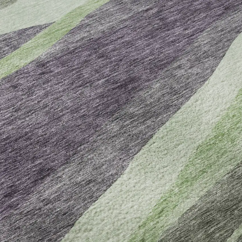 Purple Green And Ivory Abstract Washable Area Rug With UV Protection Photo 1