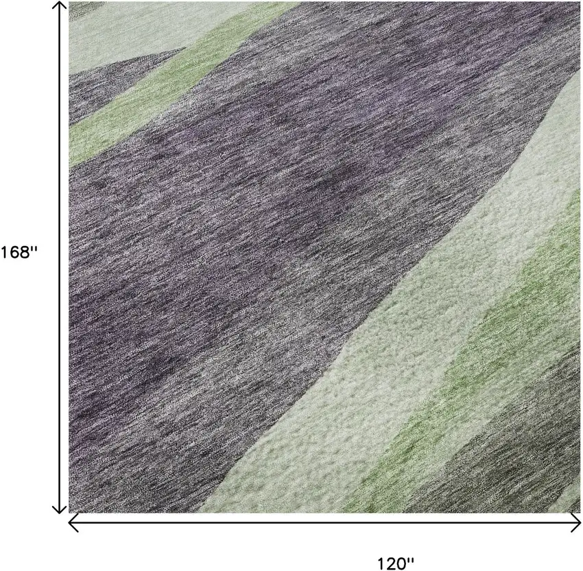 Purple Green And Ivory Abstract Washable Area Rug With UV Protection Photo 9