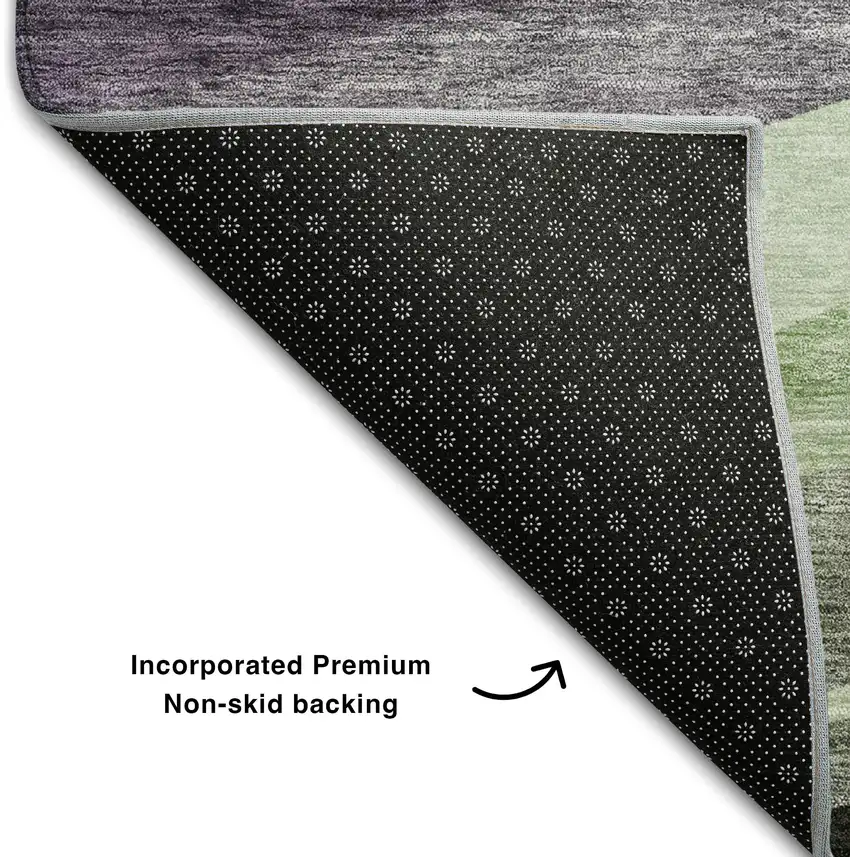 Purple Green And Ivory Abstract Washable Area Rug With UV Protection Photo 7