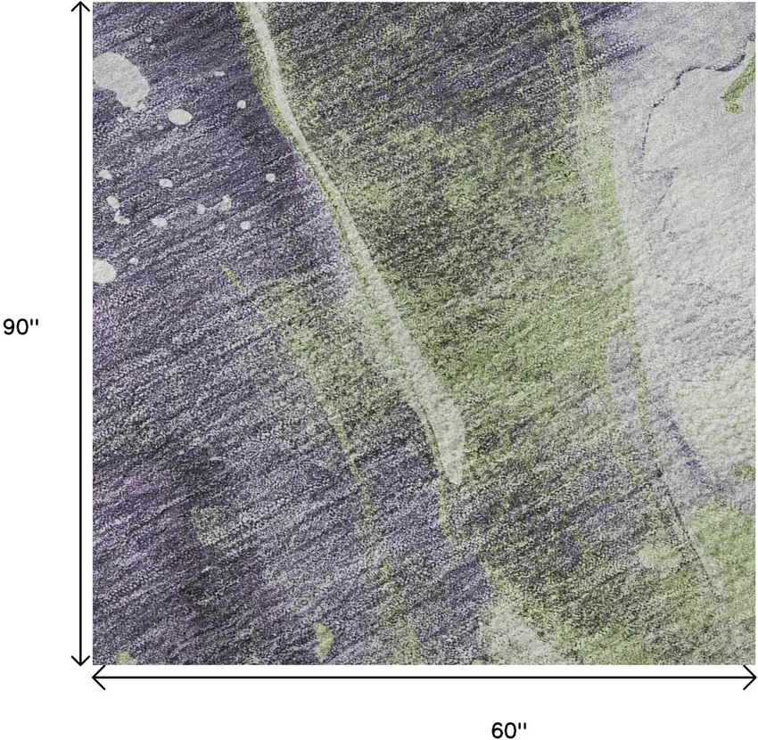 Purple Green And Ivory Abstract Washable Area Rug With UV Protection Photo 8