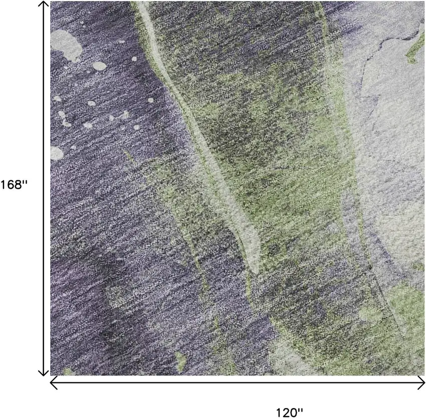 Purple Green And Ivory Abstract Washable Area Rug With UV Protection Photo 8