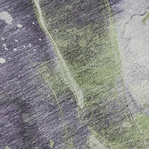 Photo of Purple Green And Ivory Abstract Washable Area Rug With UV Protection