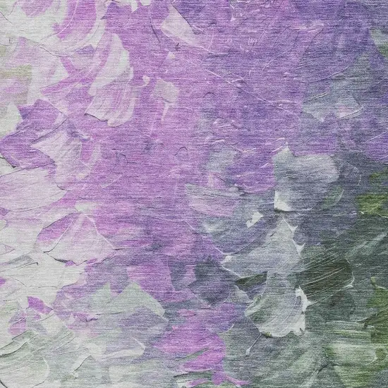 Purple Green And Ivory Abstract Washable Area Rug With UV Protection Photo 2