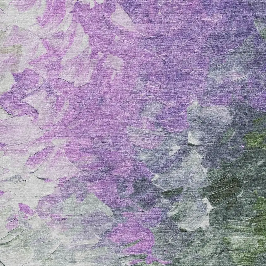 Purple Green And Ivory Abstract Washable Area Rug With UV Protection Photo 2