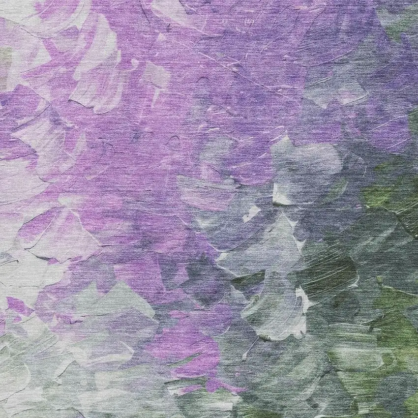 Purple Green And Ivory Abstract Washable Area Rug With UV Protection Photo 2