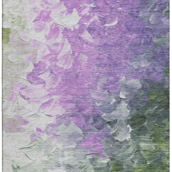 Purple Green And Ivory Abstract Washable Area Rug With UV Protection Photo 4