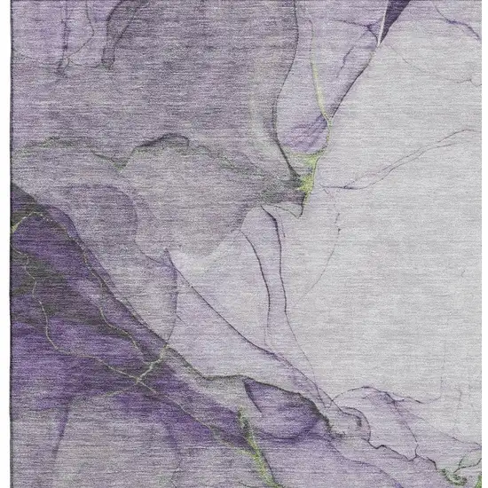 Purple Green And Ivory Abstract Washable Area Rug With UV Protection Photo 2