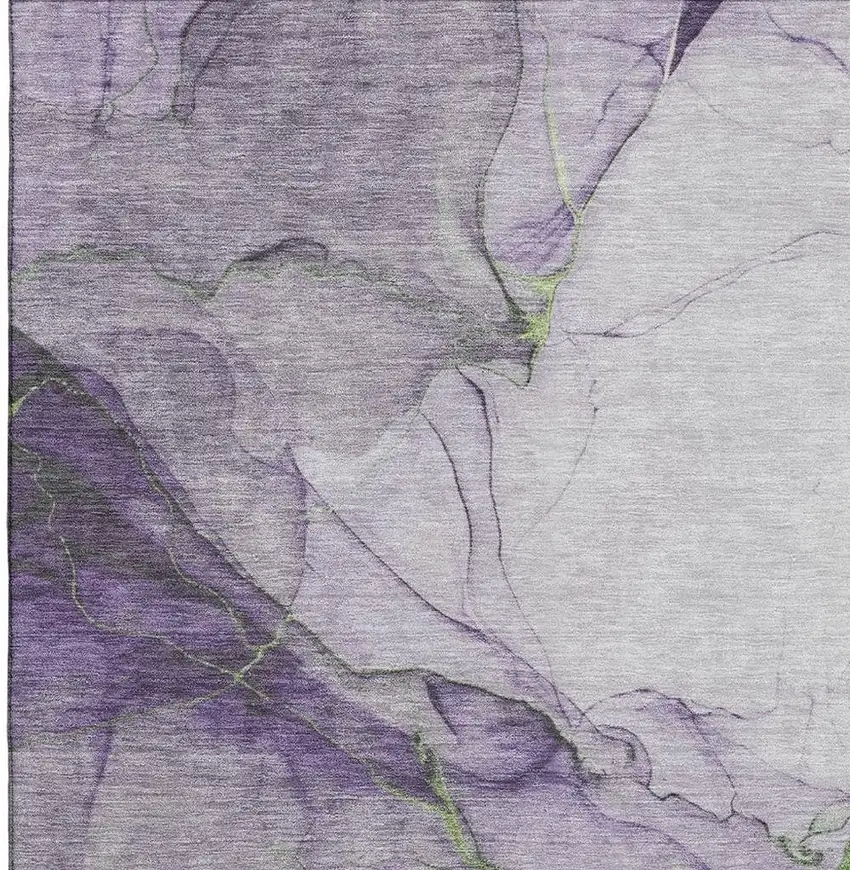 Purple Green And Ivory Abstract Washable Area Rug With UV Protection Photo 2
