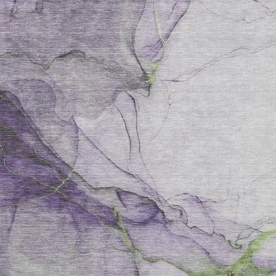 Purple Green And Ivory Abstract Washable Area Rug With UV Protection Photo 2