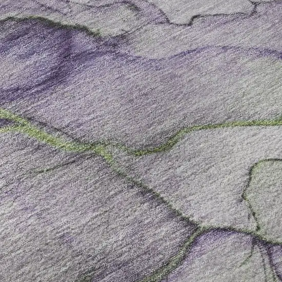 Purple Green And Ivory Abstract Washable Area Rug With UV Protection Photo 9