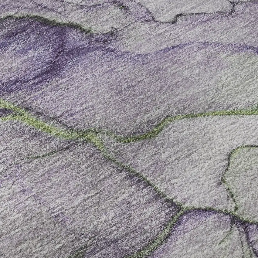 Purple Green And Ivory Abstract Washable Area Rug With UV Protection Photo 9