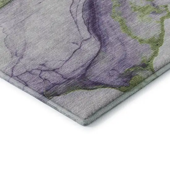 Purple Green And Ivory Abstract Washable Area Rug With UV Protection Photo 7