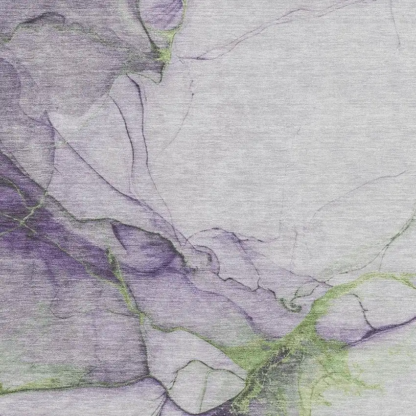 Purple Green And Ivory Abstract Washable Area Rug With UV Protection Photo 2