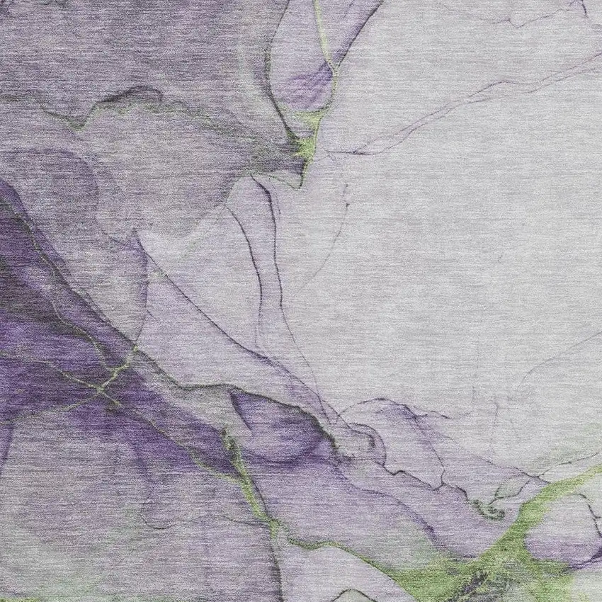 Purple Green And Ivory Abstract Washable Area Rug With UV Protection Photo 2