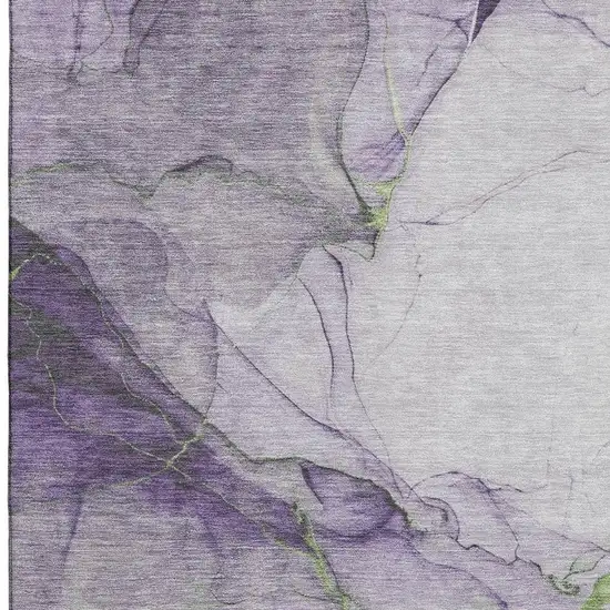 Purple Green And Ivory Abstract Washable Area Rug With UV Protection Photo 2