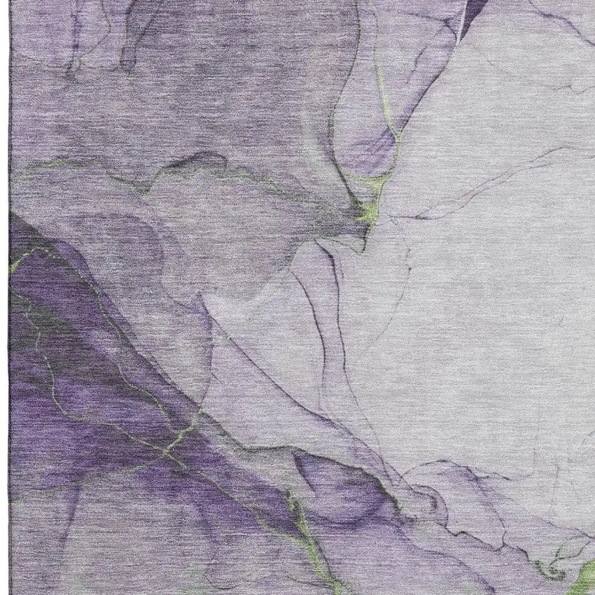 Purple Green And Ivory Abstract Washable Area Rug With UV Protection Photo 2