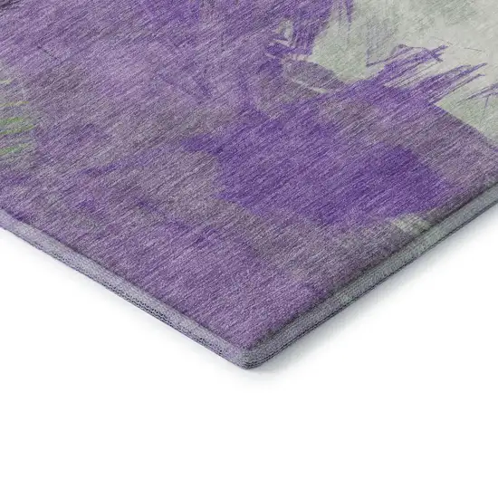 Purple Green And Ivory Abstract Washable Area Rug With UV Protection Photo 6