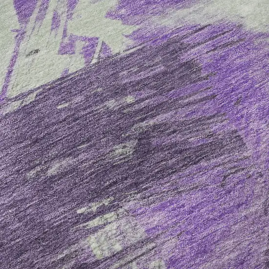 Purple Green And Ivory Abstract Washable Area Rug With UV Protection Photo 1