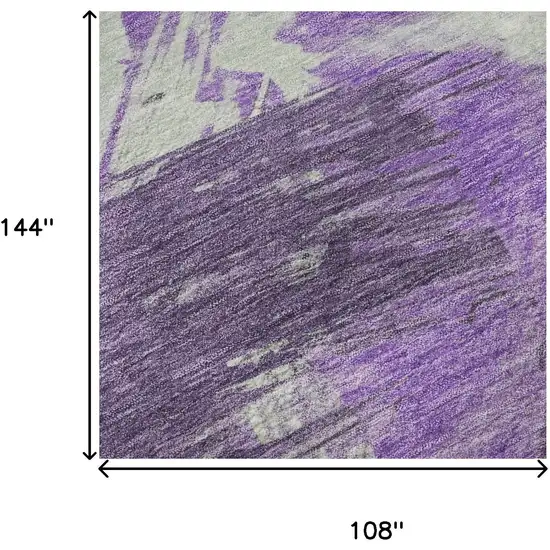 Purple Green And Ivory Abstract Washable Area Rug With UV Protection Photo 8