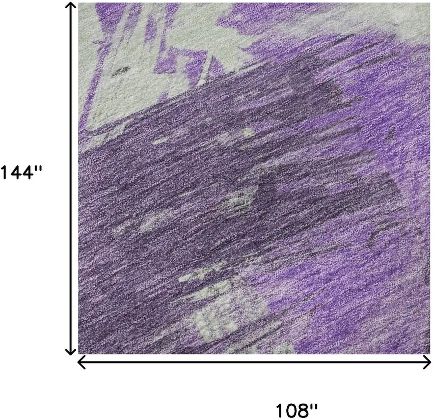 Purple Green And Ivory Abstract Washable Area Rug With UV Protection Photo 8