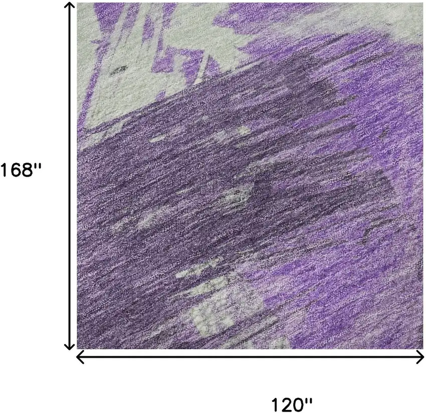 Purple Green And Ivory Abstract Washable Area Rug With UV Protection Photo 8