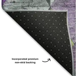 Photo of Purple Green And Ivory Geometric Washable Area Rug With UV Protection