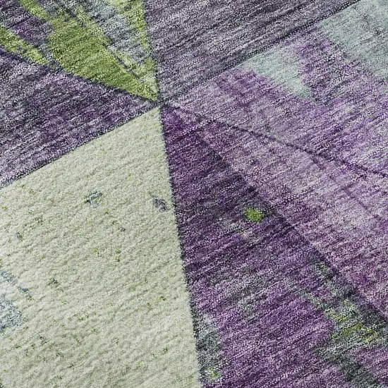 Purple Green And Ivory Geometric Washable Area Rug With UV Protection Photo 9