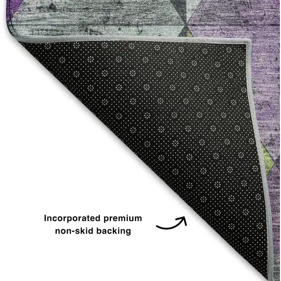 Purple Green And Ivory Geometric Washable Area Rug With UV Protection Photo 7