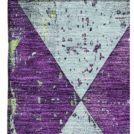 Purple Green And Ivory Geometric Washable Area Rug With UV Protection Photo 2
