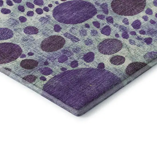 Purple Green And Ivory Geometric Washable Area Rug With UV Protection Photo 6