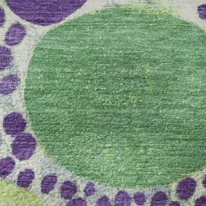 Photo of Purple Green And Ivory Geometric Washable Area Rug With UV Protection