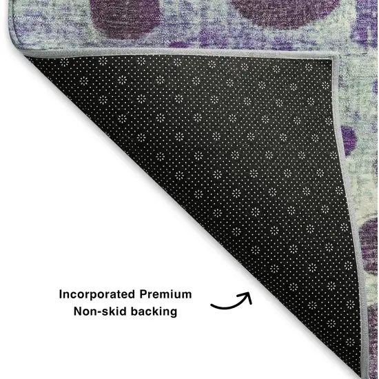 Purple Green And Ivory Geometric Washable Area Rug With UV Protection Photo 5