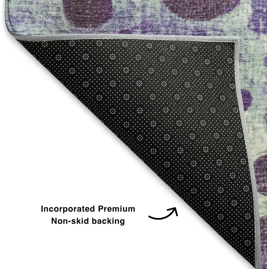 Purple Green And Ivory Geometric Washable Area Rug With UV Protection Photo 5
