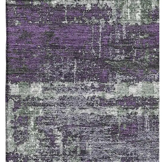 Purple Green And Ivory Geometric Washable Area Rug With UV Protection Photo 3